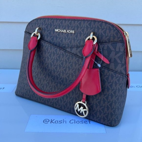 Michael Kors MK Jet Set Medium Logo Dome Satchel - Flame - Picture 3 of 11